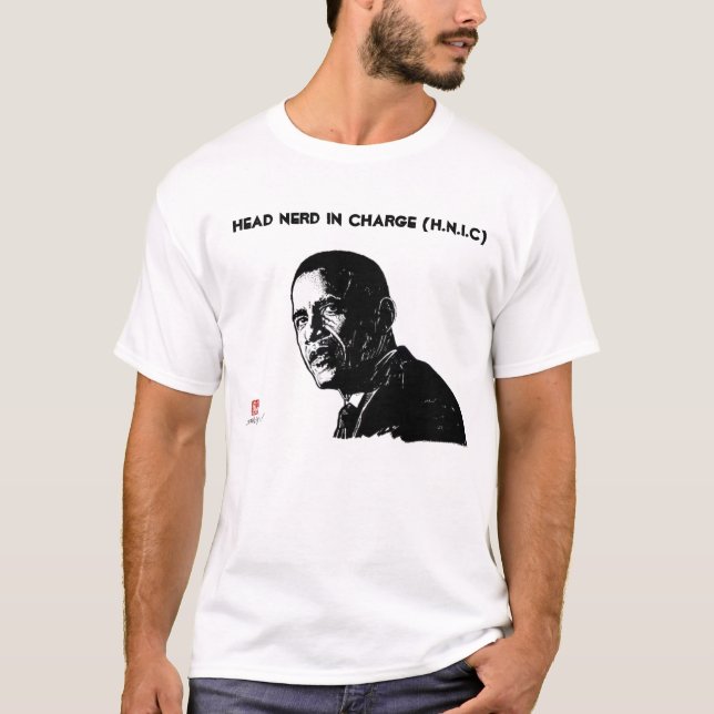 Head Nerd In Charge (H.N.I.C) - President Obama T-Shirt (Front)