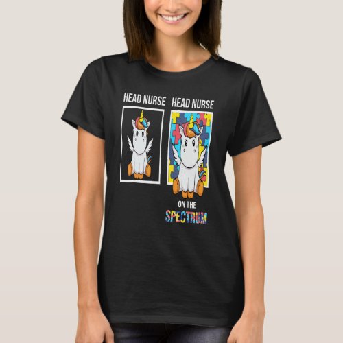 Head Nurse People With Autism Puzzle Unicorn Neuro T_Shirt