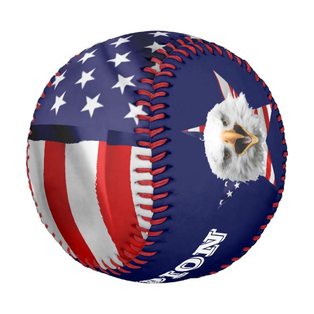 Head Of A Bald Eagle, Star, USA Flag Baseball (Angled)