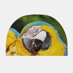 Head of a Blue and Yellow Macaw Doormat