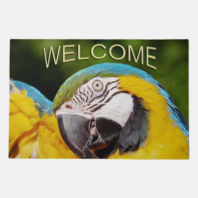 Head of a Blue and Yellow Macaw  Doormat (Front)