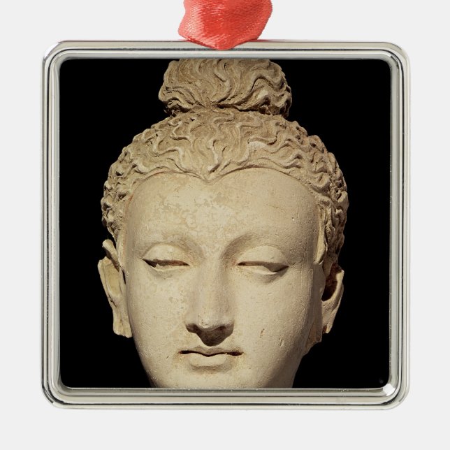 Head of a Buddha, Greco-Buddhist style Metal Ornament (Front)