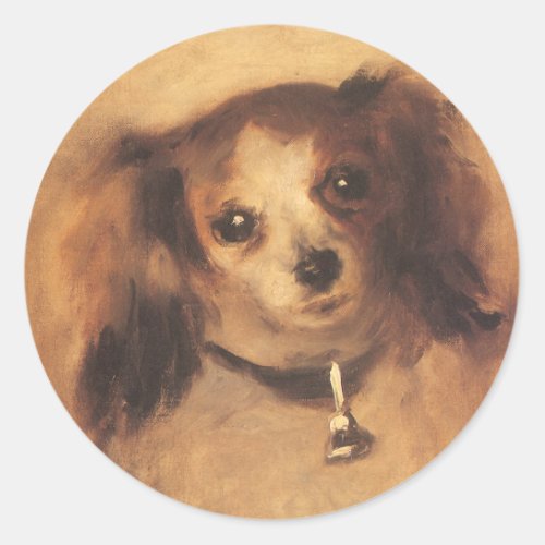 Head of a Dog by Pierre Renoir Vintage Fine Art Classic Round Sticker