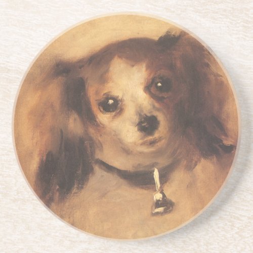 Head of a Dog by Pierre Renoir Vintage Fine Art Drink Coaster