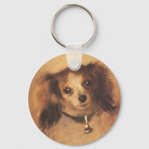 Head of a Dog by Pierre Renoir, Vintage Fine Art Keychain