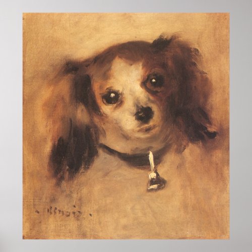 Head of a Dog by Pierre Renoir Vintage Fine Art Poster