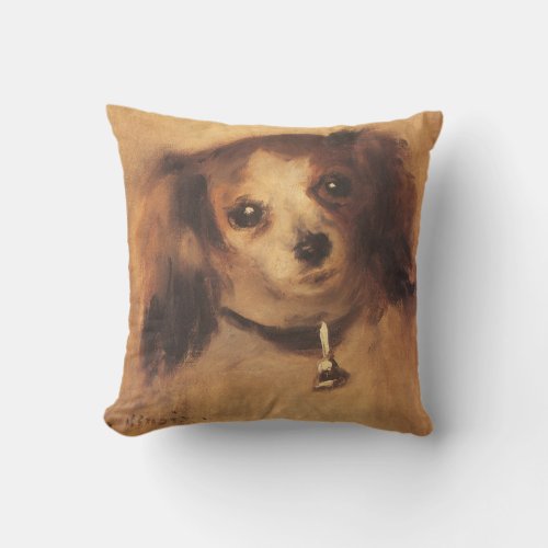Head of a Dog by Pierre Renoir Vintage Fine Art Throw Pillow