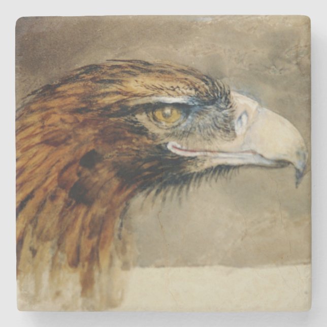 Head of a Golden Eagle (by John Ruskin) Stone Coaster (Front)
