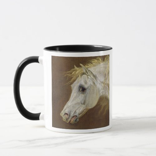 Head of a Grey Arabian Horse oil on canvas on pan Mug