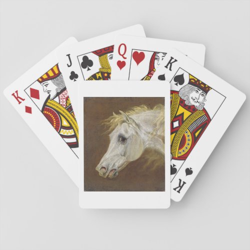 Head of a Grey Arabian Horse oil on canvas on pan Poker Cards