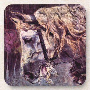 Head of a Horse by Giovanni Boldini, Vintage Art Beverage Coaster