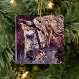 Head of a Horse by Giovanni Boldini, Vintage Art Ceramic Ornament