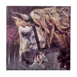 Head of a Horse by Giovanni Boldini, Vintage Art Ceramic Tile
