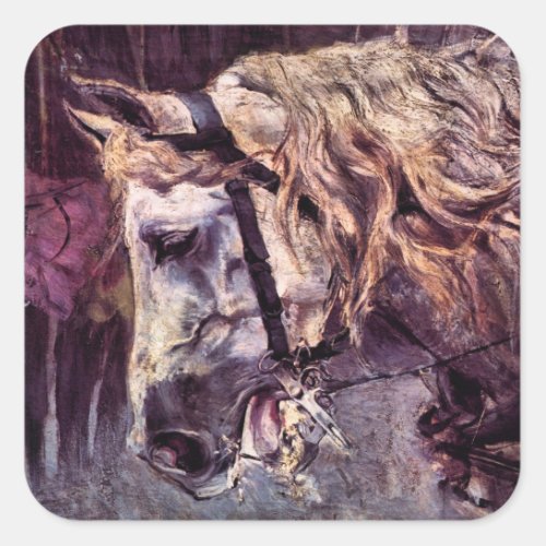 Head of a Horse by Giovanni Boldini Vintage Art Square Sticker