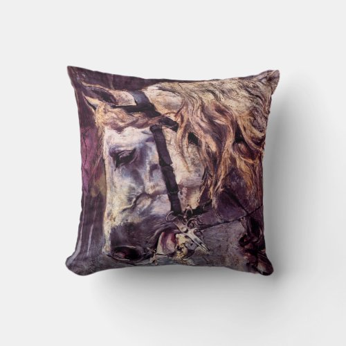 Head of a Horse by Giovanni Boldini Vintage Art Throw Pillow