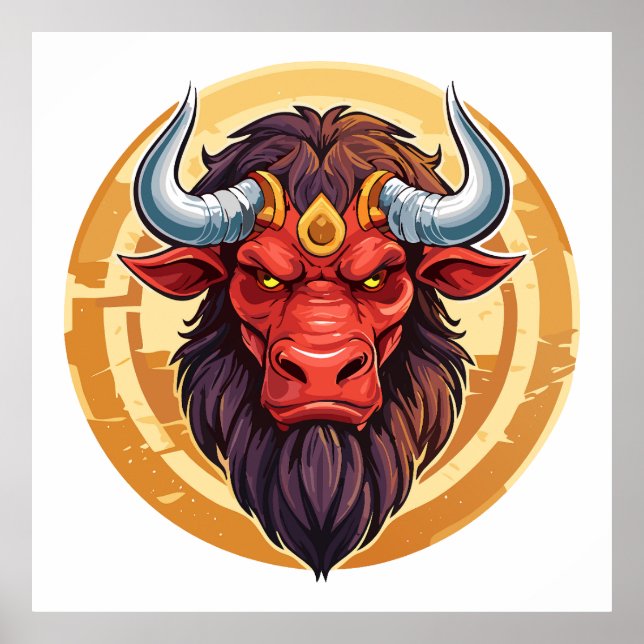 Head of a minotaur from greek mythology poster (Front)