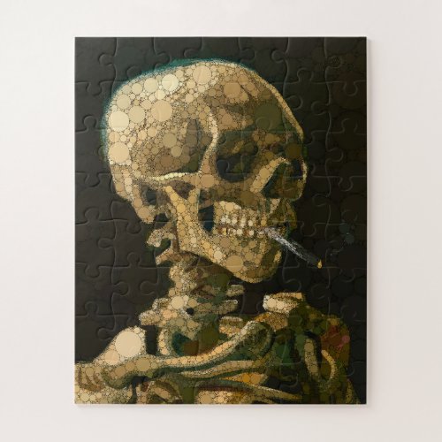 Head of a Skeleton with a Burning Cigarette Dots Jigsaw Puzzle