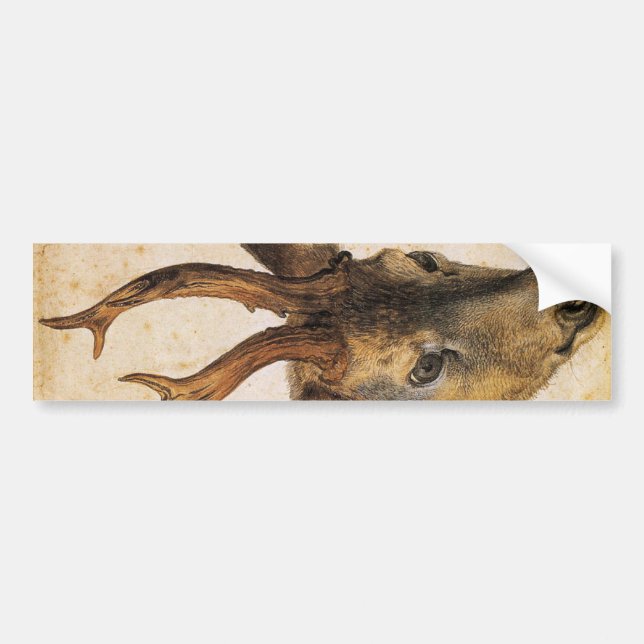 Head of a Stag (Wild Animal) (by Albrecht Durer) Bumper Sticker (Front)