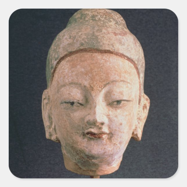 Head of a statue of Buddha, from Bezeklik Square Sticker (Front)
