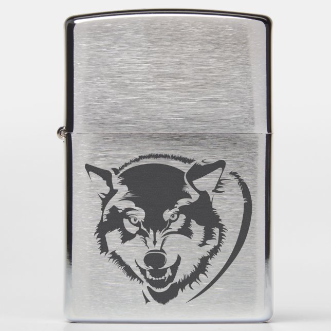 Head of a Wolf Zippo Lighter (Front)