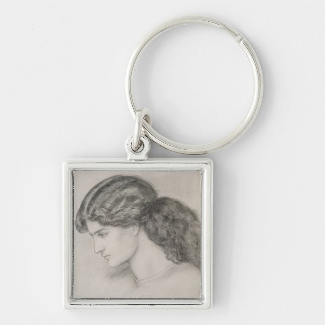 Head of a Woman, 1861 (pencil on paper) Keychain (Front)
