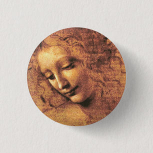 Head of a Woman La Scapigliata Leonardo Da Vinci Button