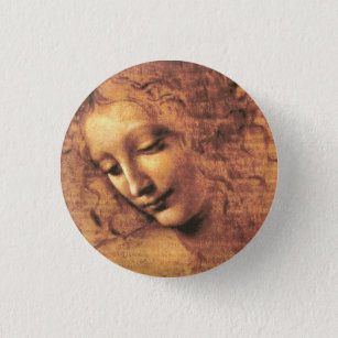 Head of a Woman La Scapigliata Leonardo Da Vinci Button