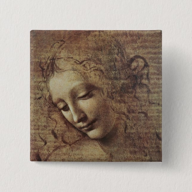 Head of a Young Woman with Tousled Hair or, Leda Pinback Button (Front)