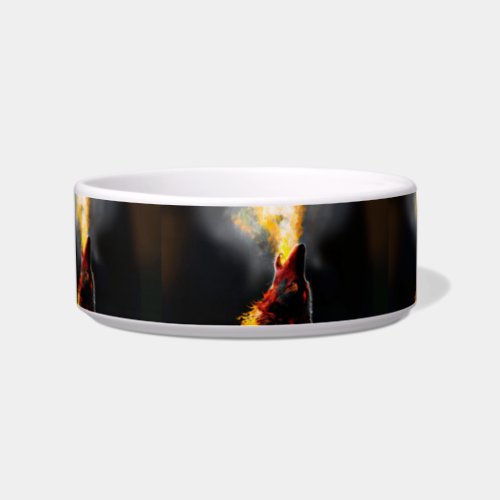 Head of Aggressive Fire Wolf Bowl