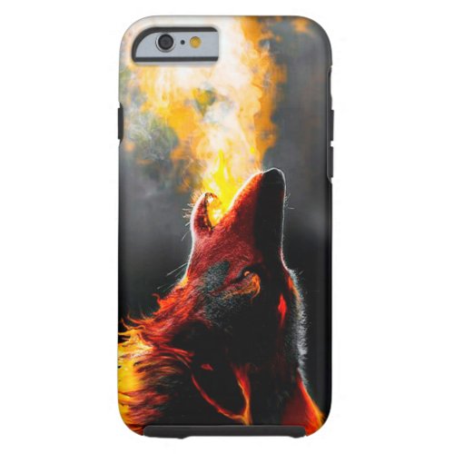 Head of Aggressive Fire Wolf Tough iPhone 6 Case