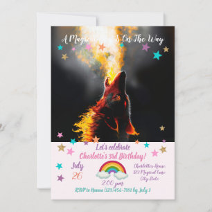 Head of Aggressive Fire Wolf Invitation