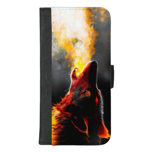 Head of Aggressive Fire Wolf iPhone 87 Plus Wallet Case