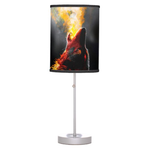 Head of Aggressive Fire Wolf Table Lamp