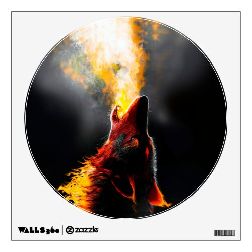 Head of Aggressive Fire Wolf Wall Decal
