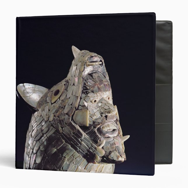 Head of an animal with human head in open jaws 3 ring binder (Front/Inside)