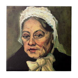 Head of an Old Woman White Cap by Vincent van Gogh Ceramic Tile