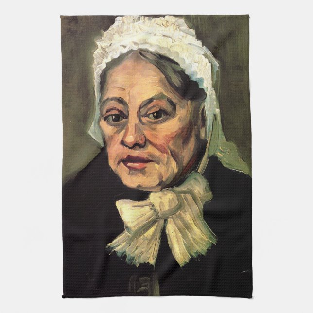 Head of an Old Woman White Cap by Vincent van Gogh Kitchen Towel (Vertical)