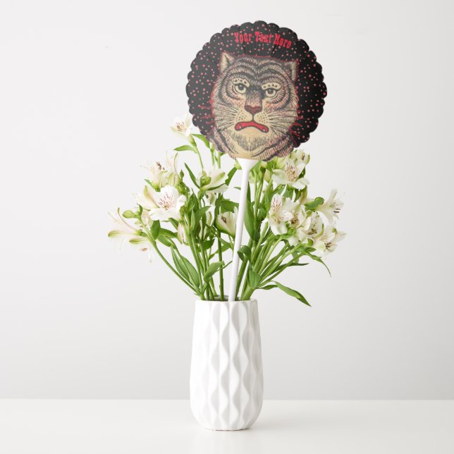 Head of Asian Tiger Stripes Red Dots on Black Balloon (Vase)