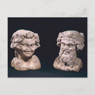 Head of Bacchus and satyr from a hermatic pillar Postcard