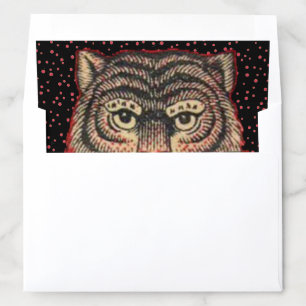 Head of Black Striped Asian Tiger on Black Red Dot Envelope Liner