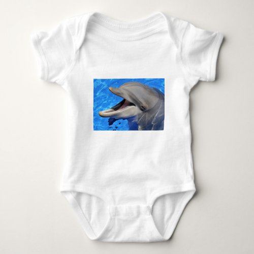 Head of  bottlenose dolphin baby bodysuit