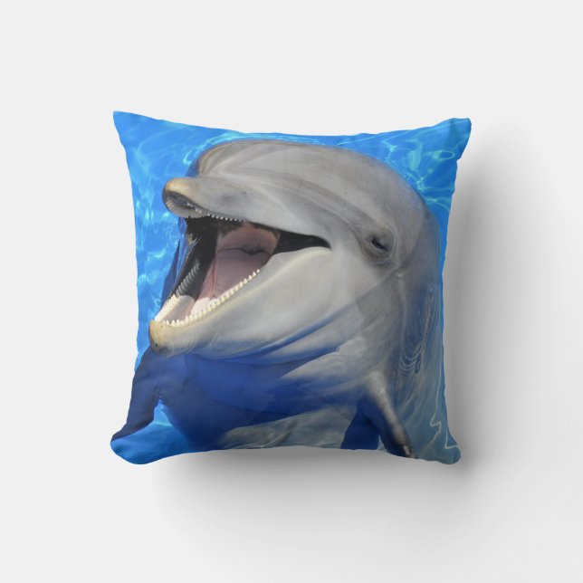 Head of  bottlenose dolphin throw pillow (Front)