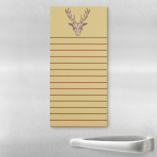 Head of Brown Male Deer With Antlers Red Tan Magnetic Notepad