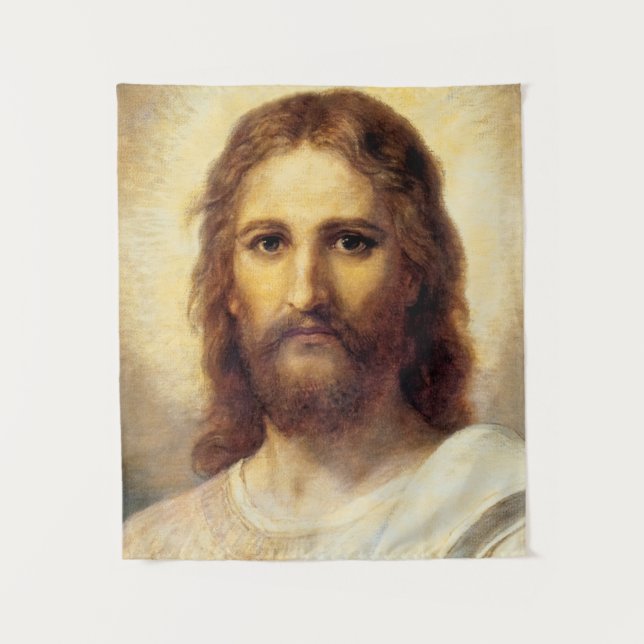 Head of Christ by Heinrich Hofmann Tapestry (Front)