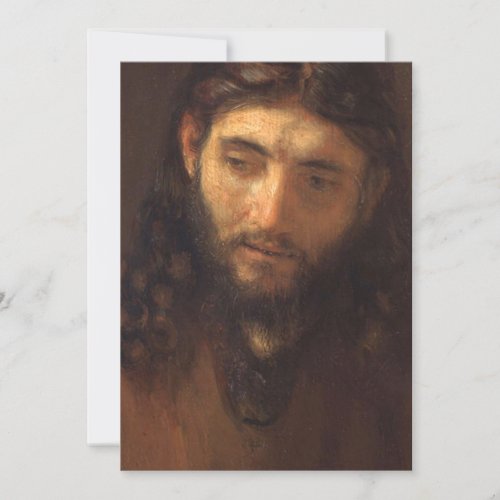 Head Of Christ By Rembrandt 1648 Invitation