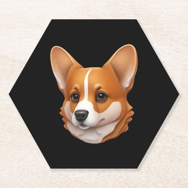 Head of cute corgi paper coaster (Front)