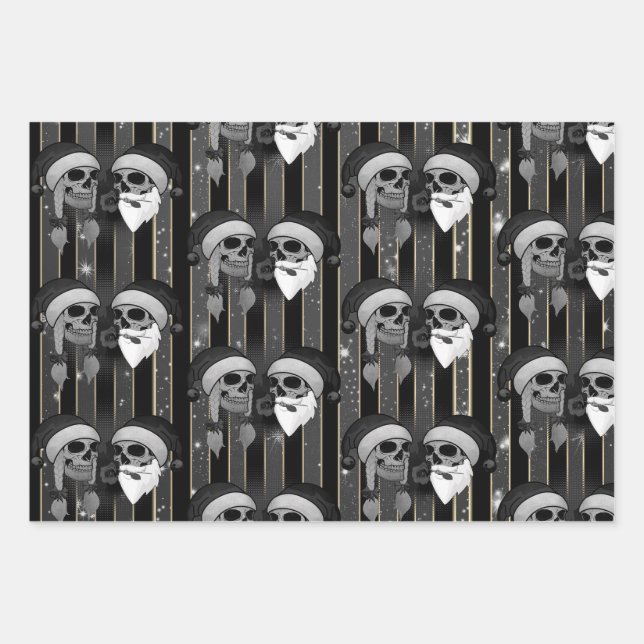 Head of Dead Man Mann Christmas Rose Mütze Bart Wrapping Paper Sheets (Front)