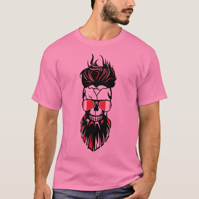 head of death bearded hipster beard hairstyle T-Shirt (Front)