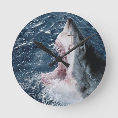 Head of Great White Shark Round Clock