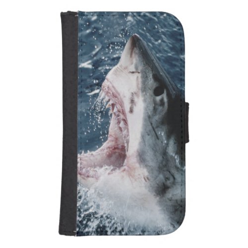 Head of Great White Shark Wallet Phone Case For Samsung Galaxy S4